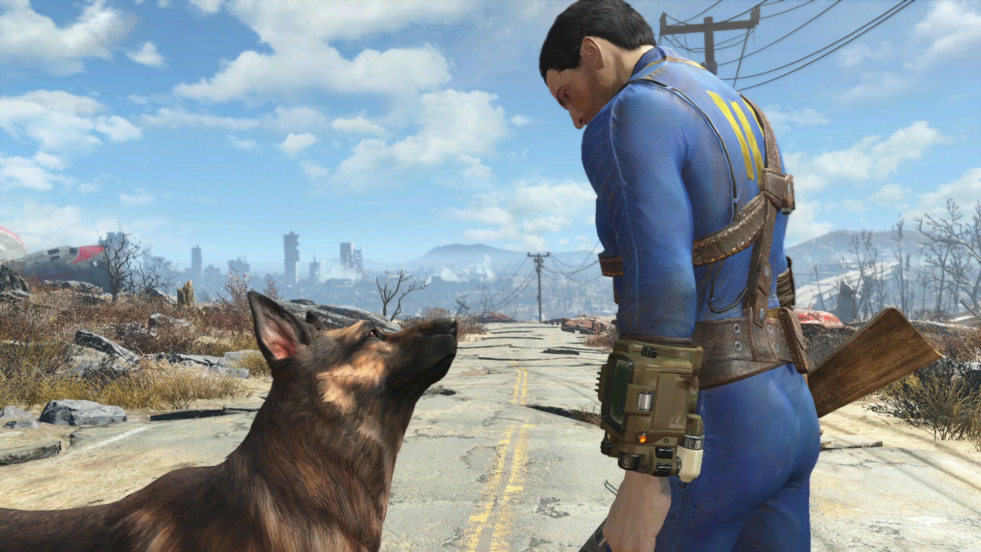 Dog and player character in Fallout 4