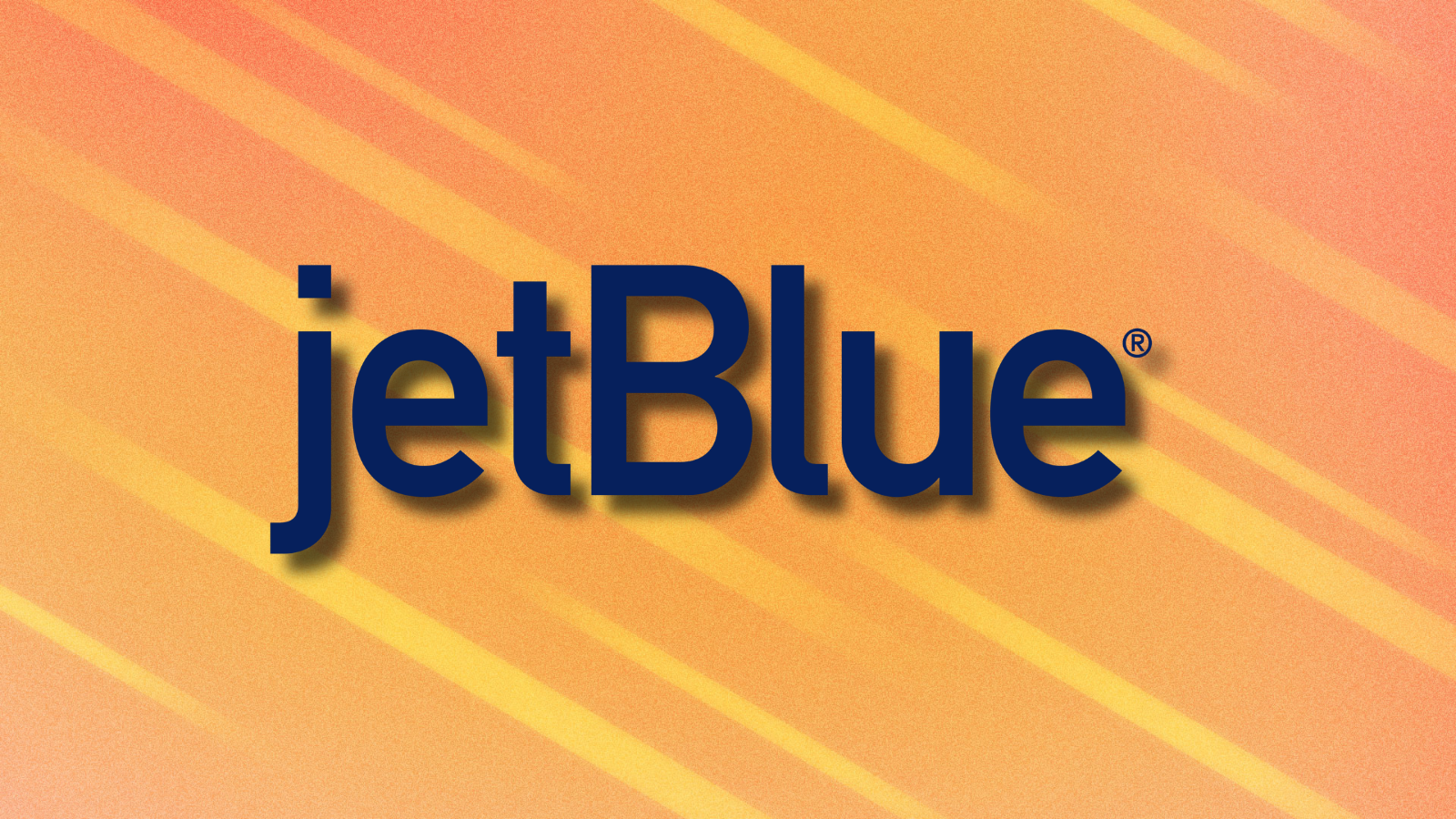 JetBlue logo on orange abstract background