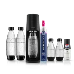 SodaStream sparkling water maker set including extra bottles and Pepsi flavoring